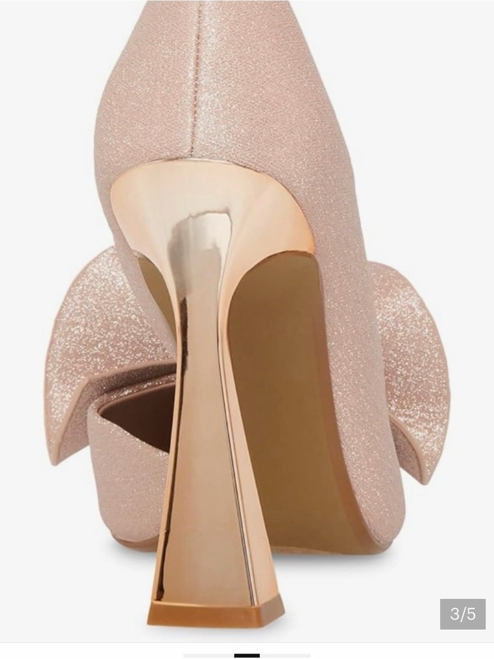 Betsey Johnson Blush Glitter Bow Pump with Gold Heel - Picture 3 of 6
